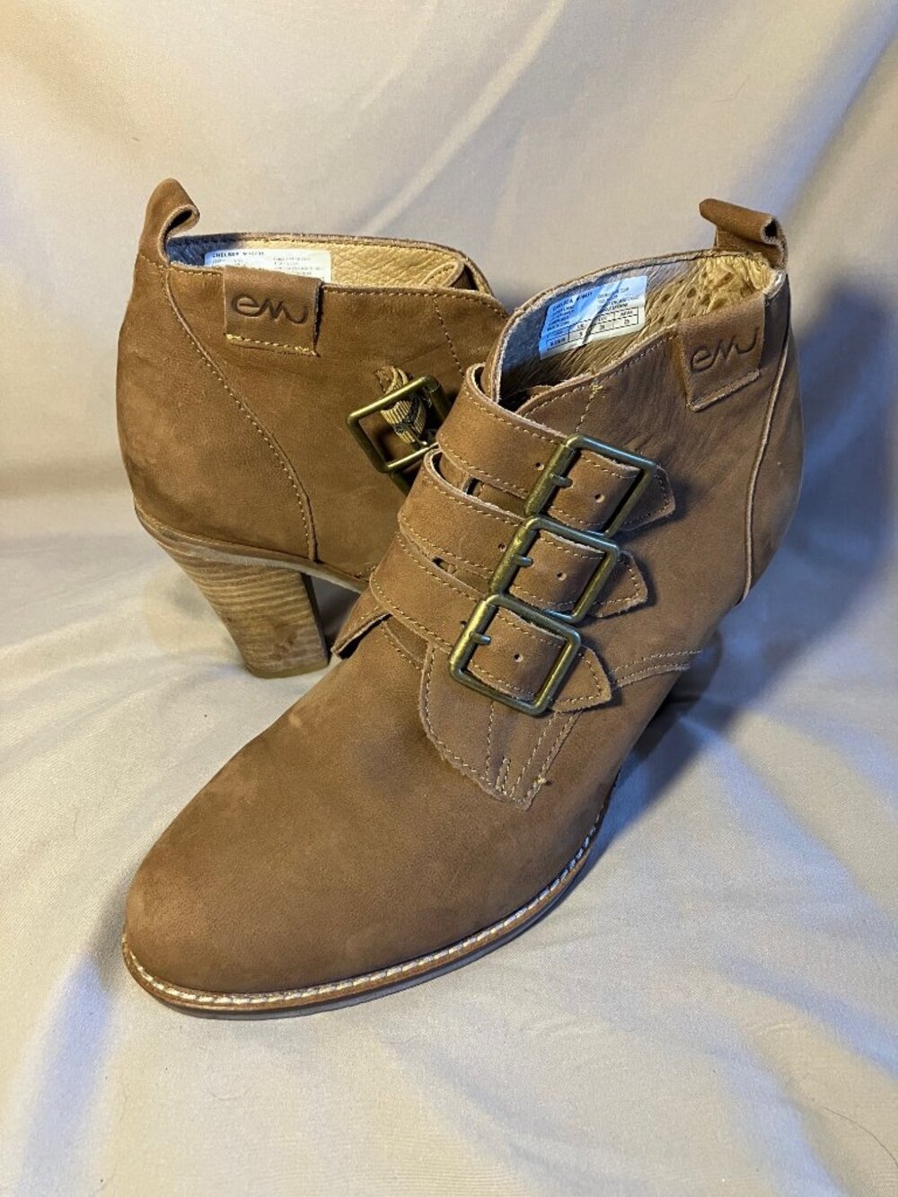 EMU Australia Chelsea Moto Ankle Boots Booties Leather Brown Buckle Boho Size 8